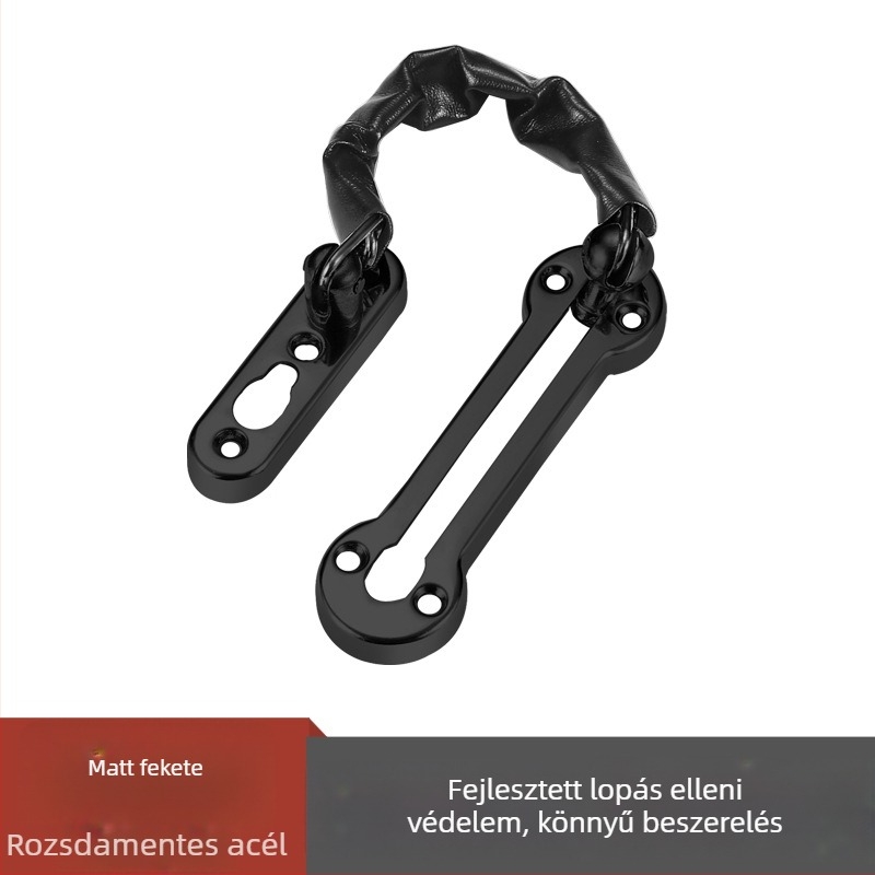 Rozsdamentes acél ajtózár lánccal, perforált anti-theft lánc modell, F-típusú zár, felület: finom polírozás, stílus: modern minimalizmus