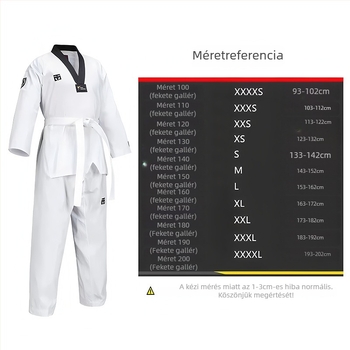 Taekwondo egyenruha gyerekeknek és felnőtteknek edzésre és versenyre, pamutkeverék anyagból polieszter tartalommal