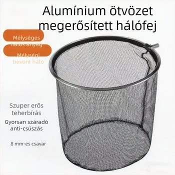 Ólomból készült erősített hálófej horgászathoz, anti-horgos kivitel, mélyített a nagyobb halak kiemeléséhez; Háló anyaga: ragasztó; Terhelhetőség: 10 kg; Mélység: 45 cm