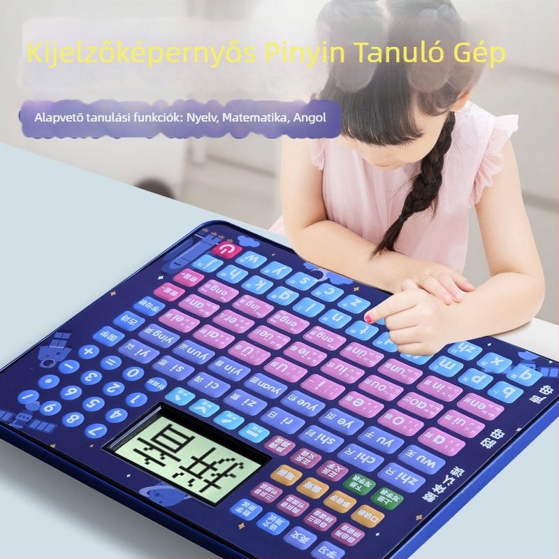 Gyerekek Pinyin tanulóeszköze — 3 az 1-ben Pinyin/Matematika/Angol, LCD interaktív tanulójáték hanggal, újratölthető
