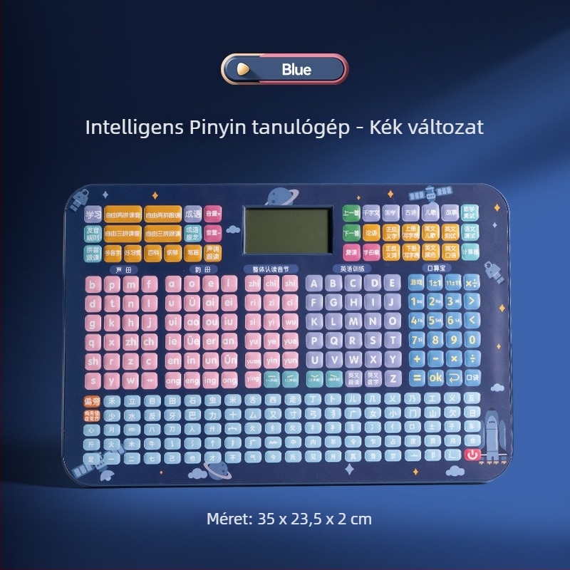 Gyerekek Pinyin tanulóeszköze — 3 az 1-ben Pinyin/Matematika/Angol, LCD interaktív tanulójáték hanggal, újratölthető
