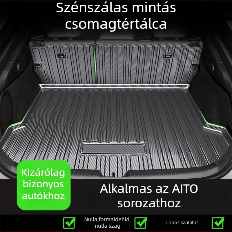 TPV szénszálas mintázatú csomagtartó szőnyeg Huawei Aito M5/M7/M8/M9 – vízálló és kopásálló