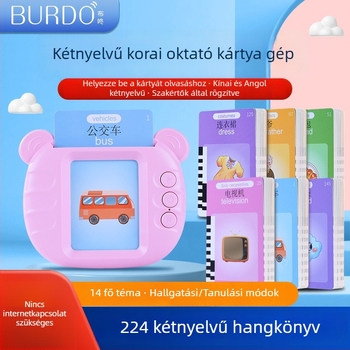 Gyerekeknek szóló képeslapos tanulógép (kínai–angol) – újratölthető, ABS, 8GB memória, 4–6 éveseknek