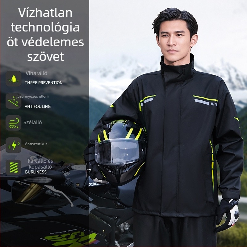 Motorkerékpár esőruha, 2025 nehéz esőkabát felosztott dizájnnal kézbesítőknek, alkalmas motorkerékpárokhoz és elektromos járművekhez