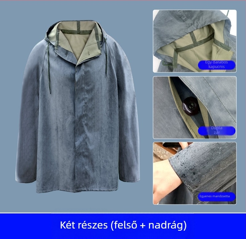 Vászonból készült szétválasztható esőkabát, hagyományos vastagságú, poncsó motorkerékpárokhoz és akkumulátoros autókhoz, egy személyre