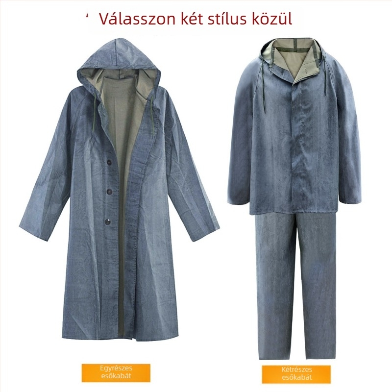 Vászonból készült szétválasztható esőkabát, hagyományos vastagságú, poncsó motorkerékpárokhoz és akkumulátoros autókhoz, egy személyre