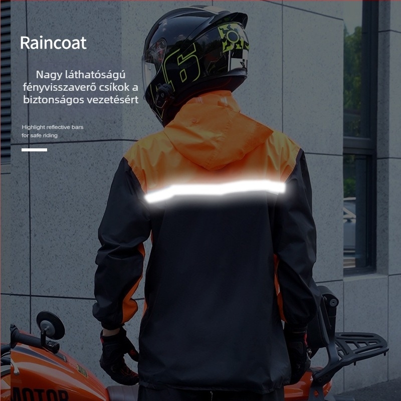 Motorkerékpáros esőponcsó nadrággal – split stílus, fényvisszaverő, Chunya Spinning anyag 0.23 mm, PVC ragasztó, felnőttnek