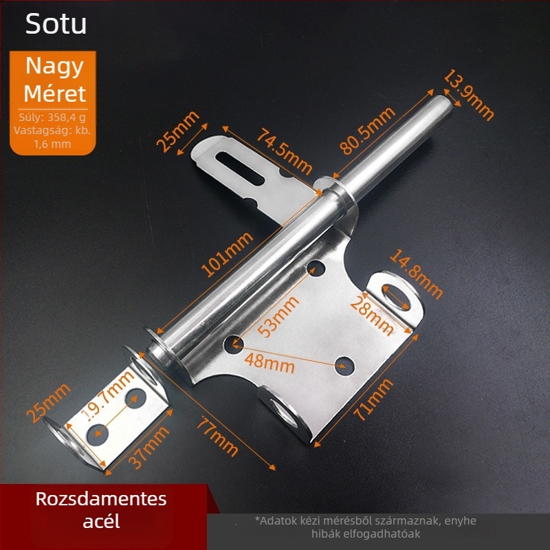 Sotegu Nehéz Ajtócsap MN-468, 304/201 Rozsdamentes acél, Polírozott felület