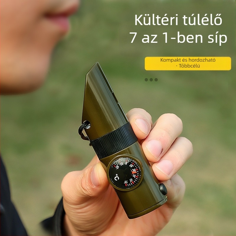 Kültéri 7–in–1, többfunkciós síp földrengés-túléléshez, katonai erős hanggal