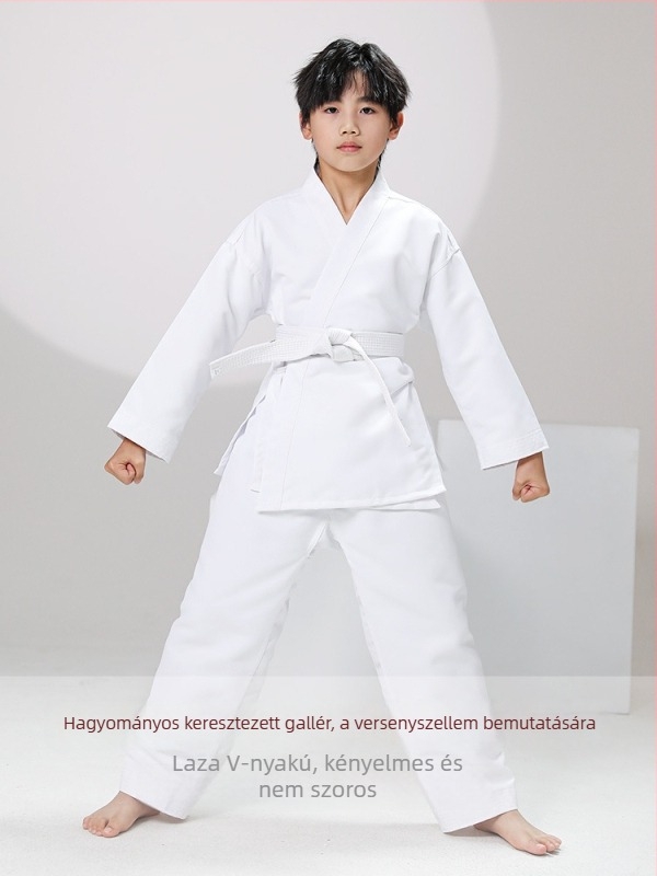 Karate egyenruha felnőttek és gyerekek számára, hosszú ujjú, egyedi nyomtatás, 100% poliészter anyagú szövet és 100% poliészter bélés