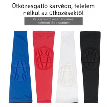Kosárlabda és más sportokhoz könyökvédő – méhsejt mintázatú ütközés elleni karvédő, szilikon csúszásmentes szalag, 85% poliészter 15% spandex, négy tű és hat szál varrás