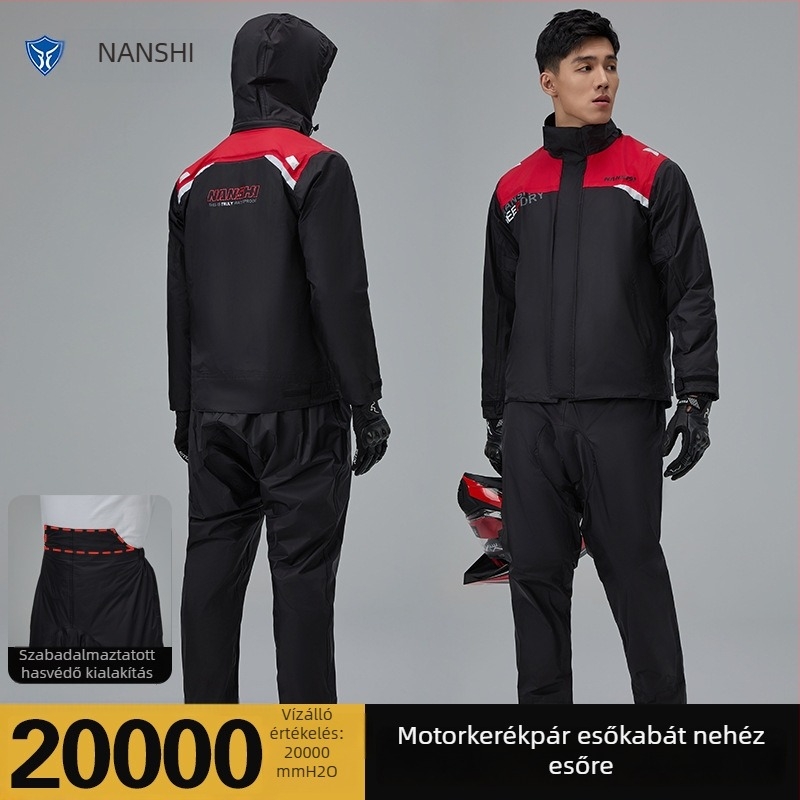 Motorkerékpáros esőruha és nadrág szett, osztott stílus, nylon anyag, PU vízálló réteg, 750 g, szállítók számára