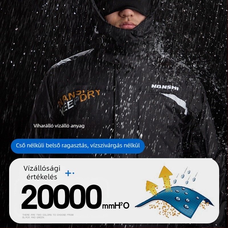 Motorkerékpáros esőruha és nadrág szett, osztott stílus, nylon anyag, PU vízálló réteg, 750 g, szállítók számára