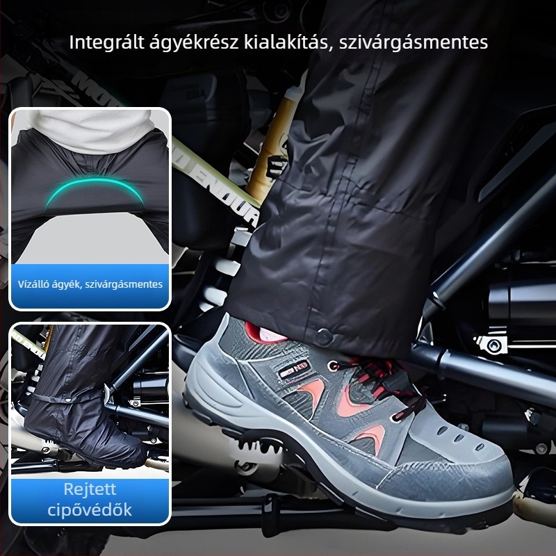 Motorkerékpáros esőruha és nadrág szett, osztott stílus, nylon anyag, PU vízálló réteg, 750 g, szállítók számára