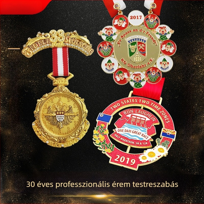Testreszabható aranyozott fémmedalja atlétika, maraton és taekwondo versenyekre logónyomtatással
