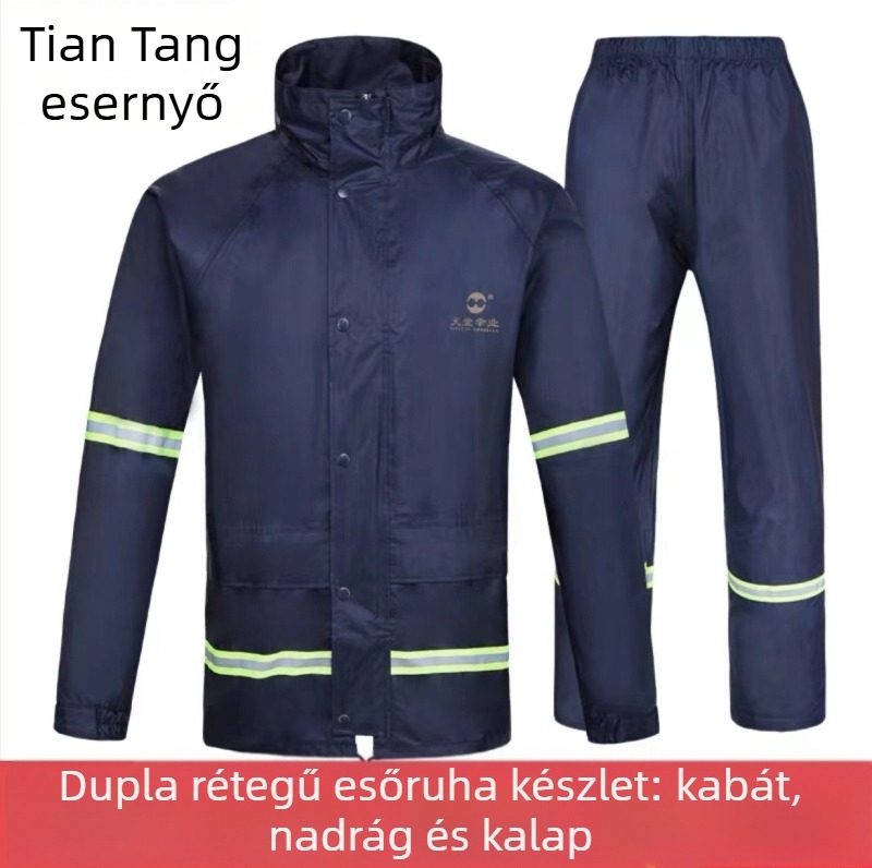 Esőkabát és esőnadrág készlet, szétválasztott stílus, PVC anyag, PVC ragasztó vízálló réteg, felnőttek számára
