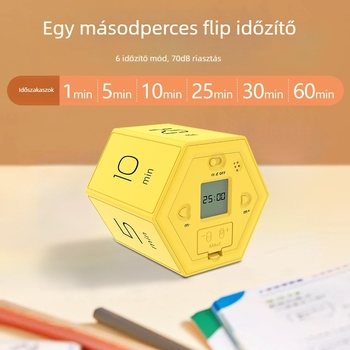 Hatszögletű tanuló időmérő visszaszámlálóval, emlékeztetőkkel a konyhához, főzéshez, sporthoz és a szépségápoláshoz