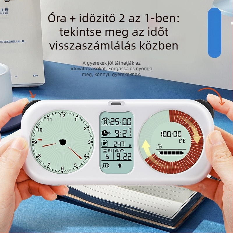 Három kijelzős vizuális időzítő diákok számára, LCD kijelző, elektronikus mozgás, elemmel működik, riasztás
