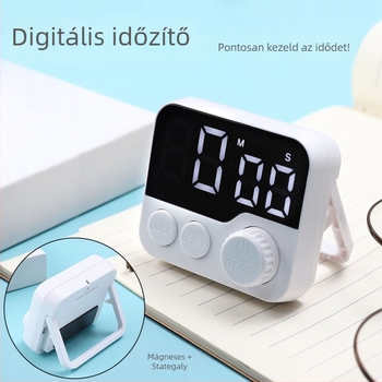 Konyhai digitális timer, mágneses falra szerelhető, 99:59 visszaszámlálás, LED kijelző, elemről működik