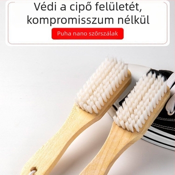 Hosszú nyelű fa cipőtisztító kefe puha sörtékkel — vízálló, folteltávolító, otthoni használatra