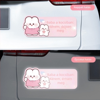 Autó matrica terhes nőknek és baba emlékeztető, rajzolt minta, öntapadós telepítés, bosivpwssy