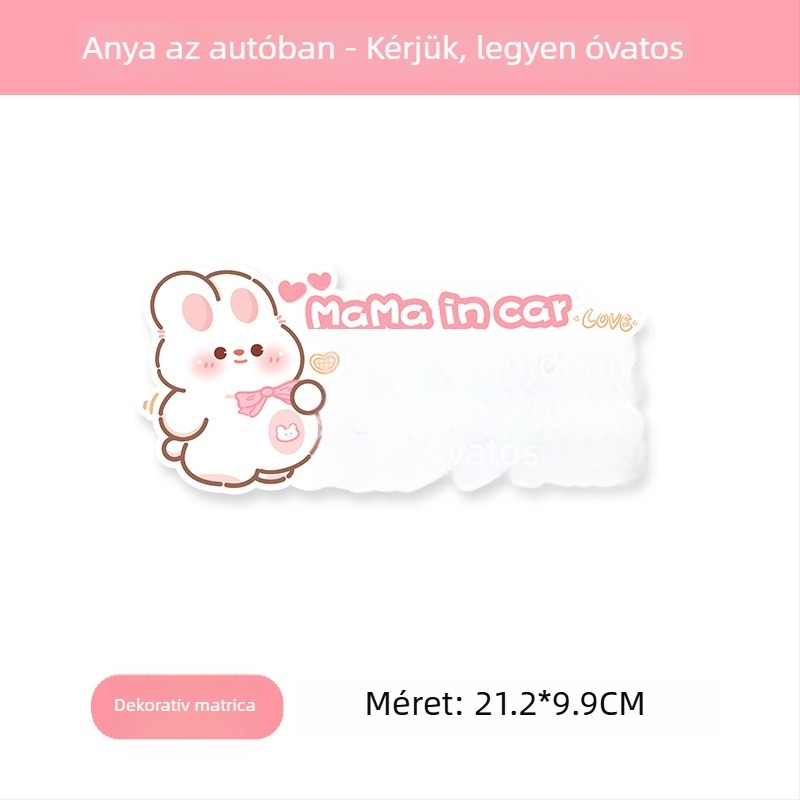 Autó matrica terhes nőknek és baba emlékeztető, rajzolt minta, öntapadós telepítés, bosivpwssy
