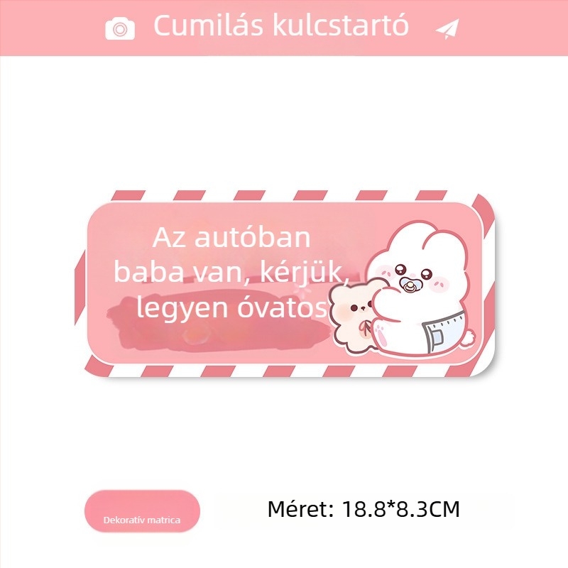 Autó matrica terhes nőknek és baba emlékeztető, rajzolt minta, öntapadós telepítés, bosivpwssy