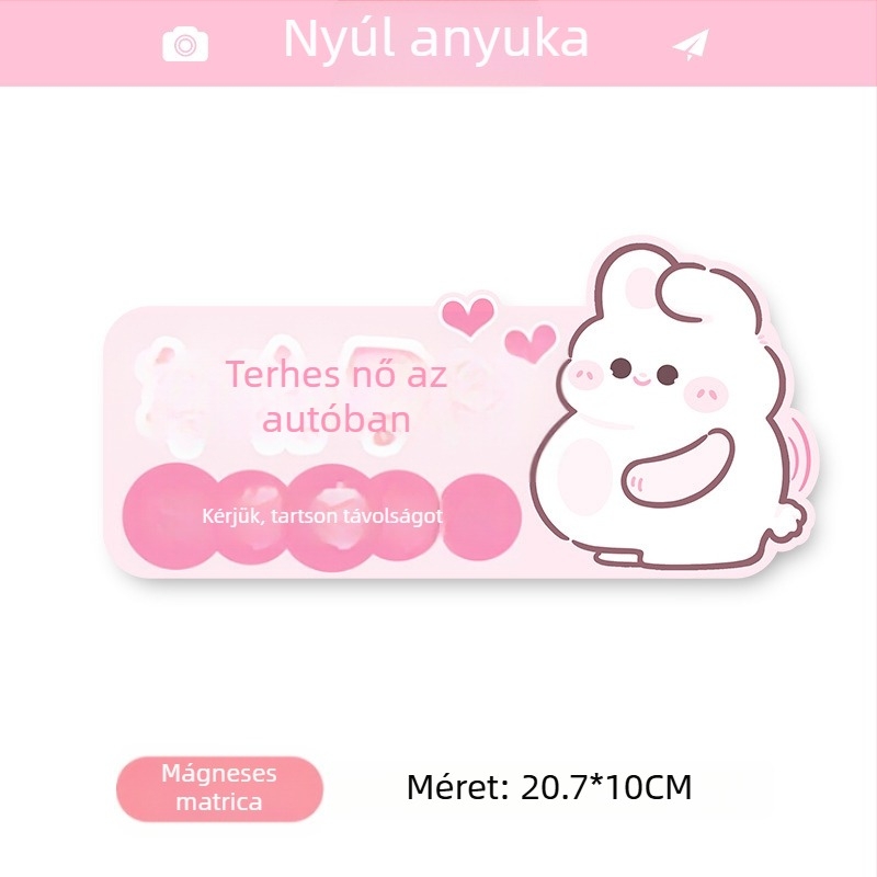 Autó matrica terhes nőknek és baba emlékeztető, rajzolt minta, öntapadós telepítés, bosivpwssy