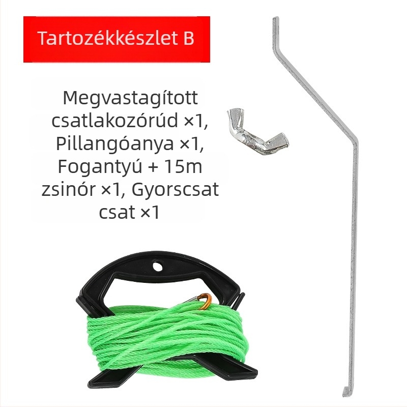 Rozsdamentes acélból készült híd/raft horgász háló, összecsukható, kötéles emeléssel, hálófej
