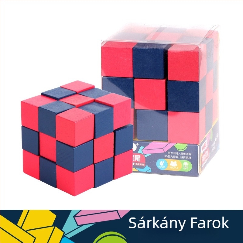 Kongming-Luban Lock rejtvény - faanyagú, Mimizhi Play, 7–14 éveseknek, ajándékdoboz