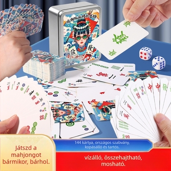 Kínai stílusú Mahjong játékkártyák – vízálló, vastagított, papír alapú, partikhoz