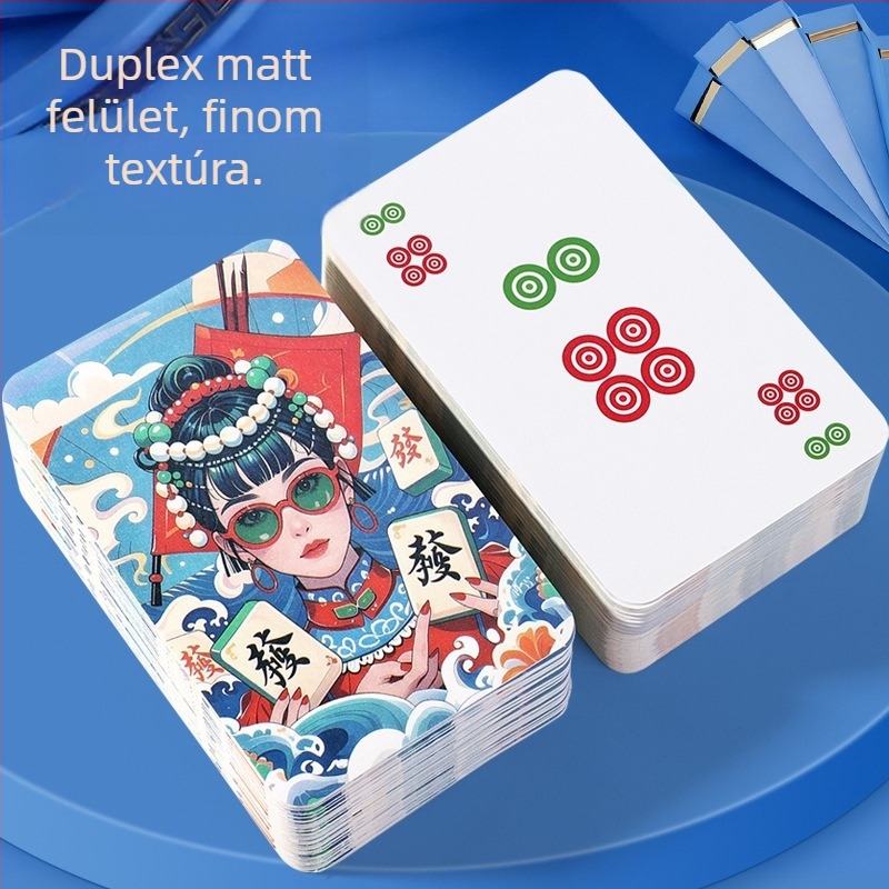 Kínai stílusú Mahjong játékkártyák – vízálló, vastagított, papír alapú, partikhoz