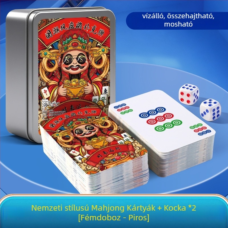 Kínai stílusú Mahjong játékkártyák – vízálló, vastagított, papír alapú, partikhoz