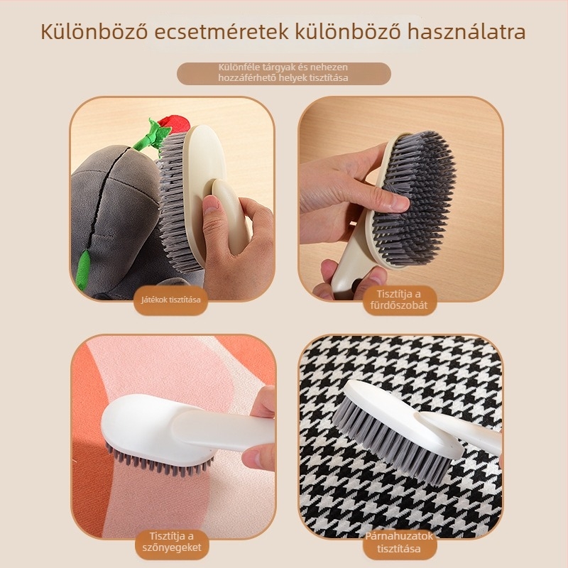 Többfunkciós mosó- és cipőtisztító kefe, puha szőrrel, műanyag testtel, akasztóval, dobozban 120 darab