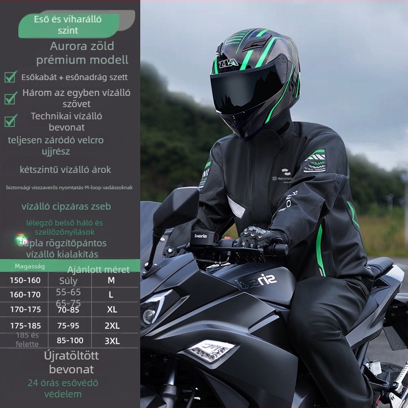 Split esőkabát motorosoknak fényvisszaverő panelek, vízálló PVC réteg, Chun yafang anyag, logónyomás elérhető, testreszabható, felnőtteknek