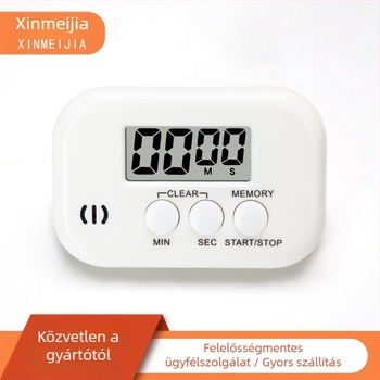 Alarmos elektronikus visszaszámoló időzítő – akkumulátoros működés, LCD kijelző, műanyag téglalap alakú ház