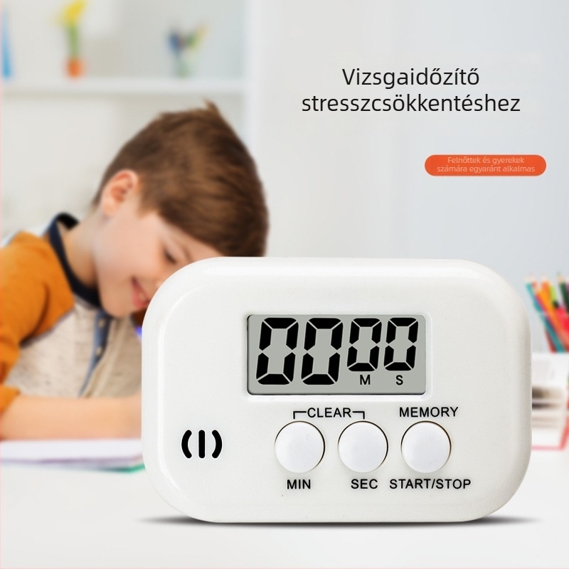 Alarmos elektronikus visszaszámoló időzítő – akkumulátoros működés, LCD kijelző, műanyag téglalap alakú ház