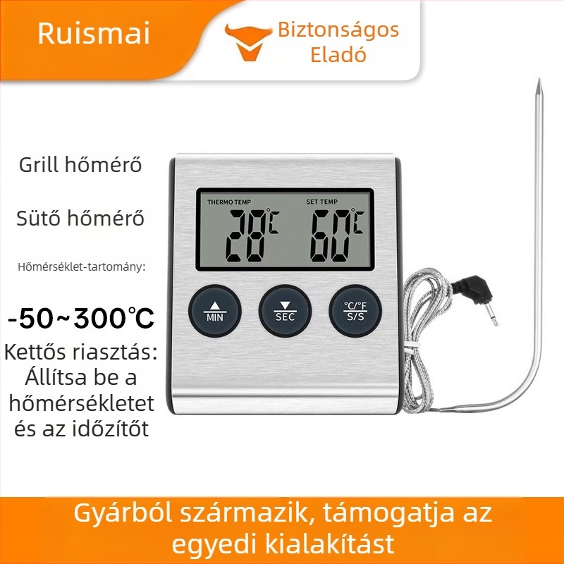 Ruisimai Konyhai Digitális Okos Élelmiszer Termométer Elektronikus Időzítővel, Sütőszonda, Hús- és BBQ Termométer