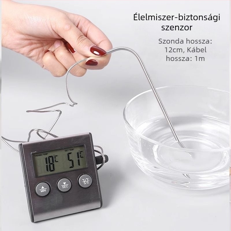 Ruisimai Konyhai Digitális Okos Élelmiszer Termométer Elektronikus Időzítővel, Sütőszonda, Hús- és BBQ Termométer