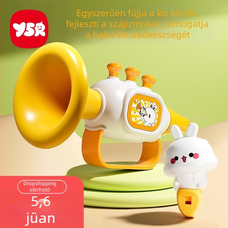 Gyermekeknek szánt zenélő játék: mini trombita és harmonika, ABS anyag, Yisirui márka, 0–3 éveseknek