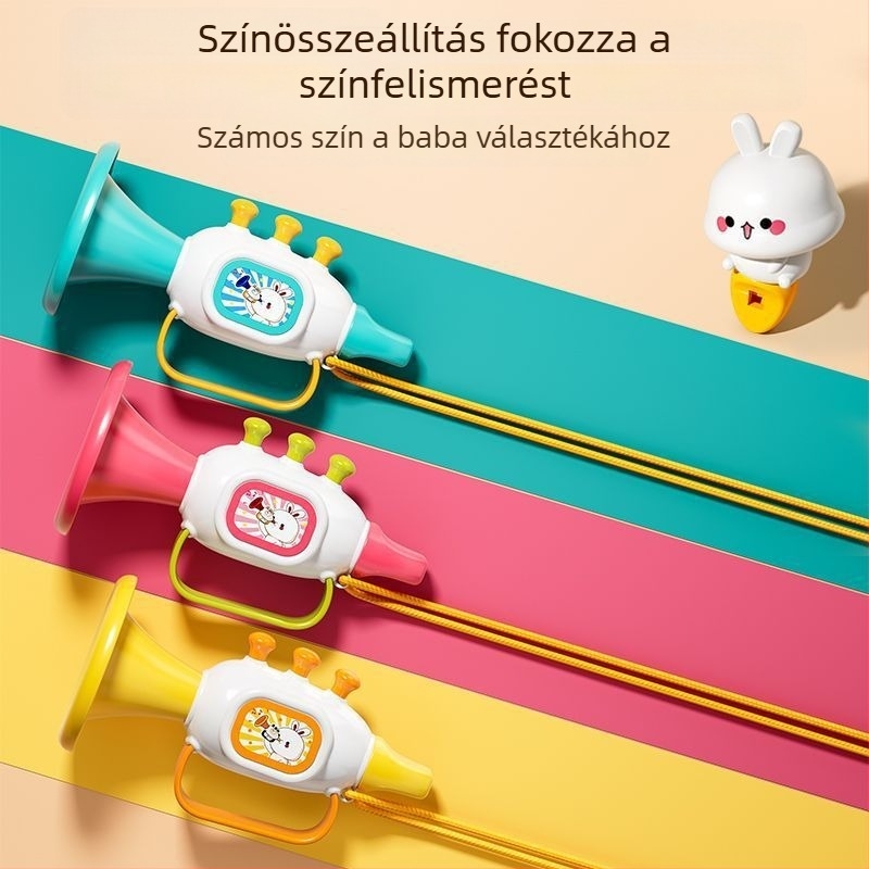 Gyermekeknek szánt zenélő játék: mini trombita és harmonika, ABS anyag, Yisirui márka, 0–3 éveseknek