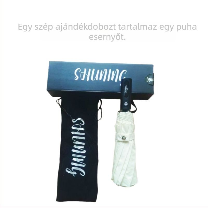 Foszforeszkáló összecsukható esernyő automata nyitás és félautomata zárás, megerősített acél bordázat, műanyag fogantyú, testreszabható logó