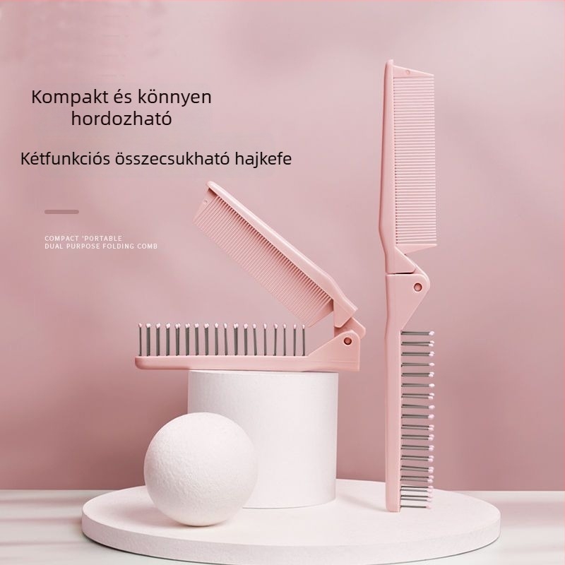 Összecsukható finom fogú hajkefe, gyanta anyagú, kompakt és utazáshoz ideális