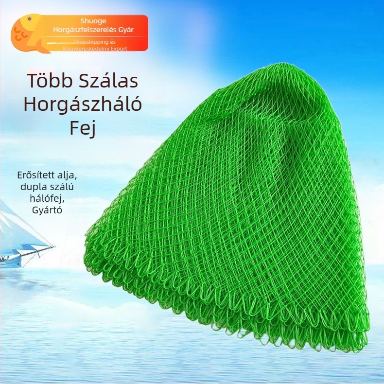Erős ciánkék nylon hálófej horgászathoz, 4-, 24- vagy 36-szálas zsinórral, zöld nagyhalas háló