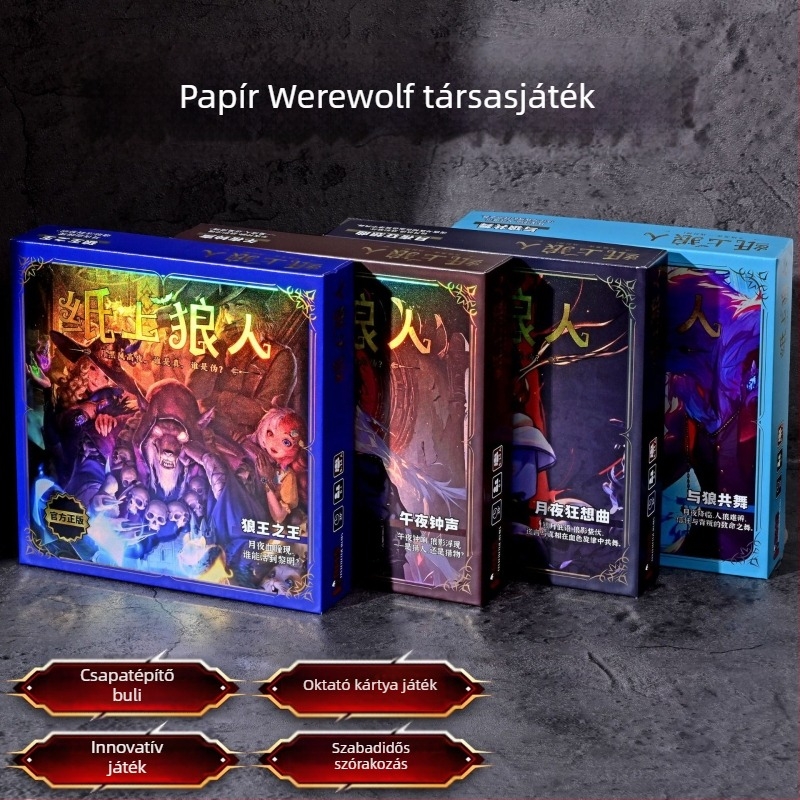 Werewolf kártyajáték — multiplayer deduktív társasjáték, anyag papír, logikai gondolkodás, 7–14 és 15–35 éveseknek