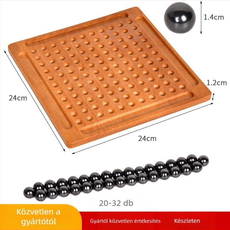 Fából készült mágneses sakk puzzle két játékos számára - asztali játék 4-6 éves gyerekeknek