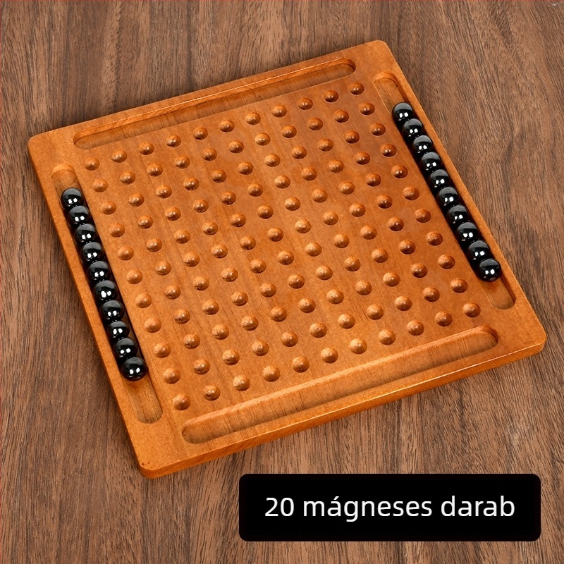 Fából készült mágneses sakk puzzle két játékos számára - asztali játék 4-6 éves gyerekeknek