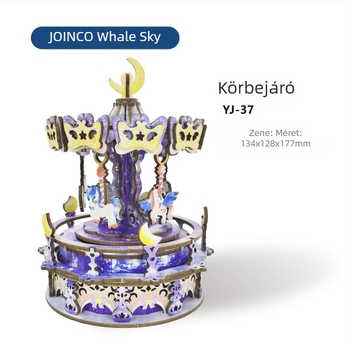 Whale Sky Fából készült zenei doboz építőelemekkel, UV nyomtatással, modern minimalista dizájn (Anyag: Fa; Feldolgozás és testreszabás: Elérhető; Technika: UV nyomtatás; Stílus: Modern minimalizmus)