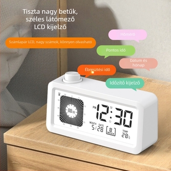 Kettős kijelzős időzítő óra (analóg + digitális) – hőmérő, ébresztő, kronométer, naptár