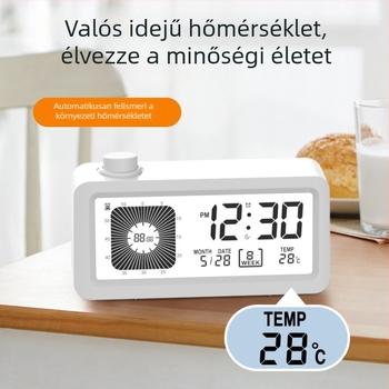 Kettős kijelzős időzítő óra (analóg + digitális) – hőmérő, ébresztő, kronométer, naptár